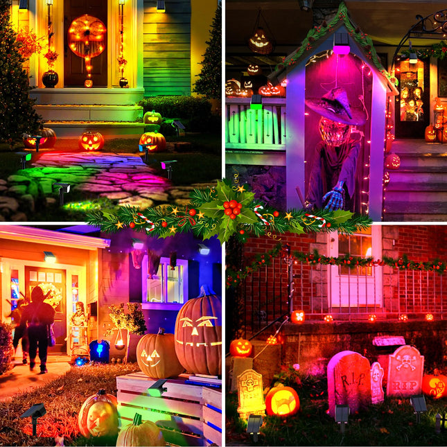 Solar Spot Lights Outdoor Color Changing, [7 Mode/12 Pack] Christmas Landscape Spotlights, Solar Lights Outdoor Waterproof, Solar Led Powered Flood Light for Outside Pathway Yard Garden Walkway