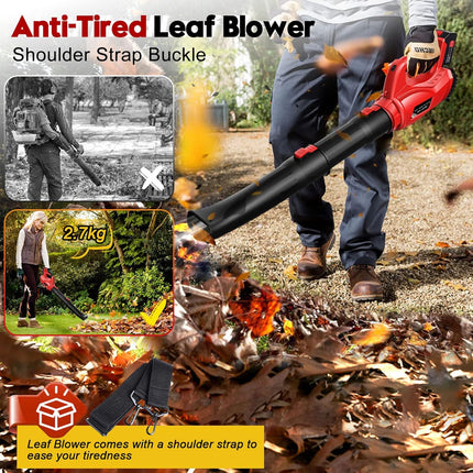 Electric Leaf Blower Cordless 21V, 320 CFM 180 MPH Battery Powered Leaf Blower with 4000mAh Battery and Charger, 2 Section Tubes, 6-Speed Dial Control Leaf Blowers for Lawn Care, Snow, Debris, Dust
