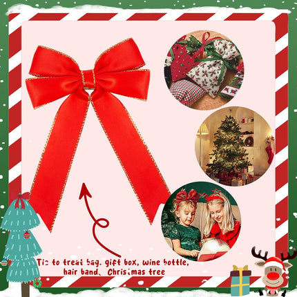 JOHOUSE 20PCS Christmas Bow Decorations, Holiday Red Satin Christmas Wreath Bow, Great for Christmas Garland Outdoor Christmas Decorations Crafts Box Xmas Tree