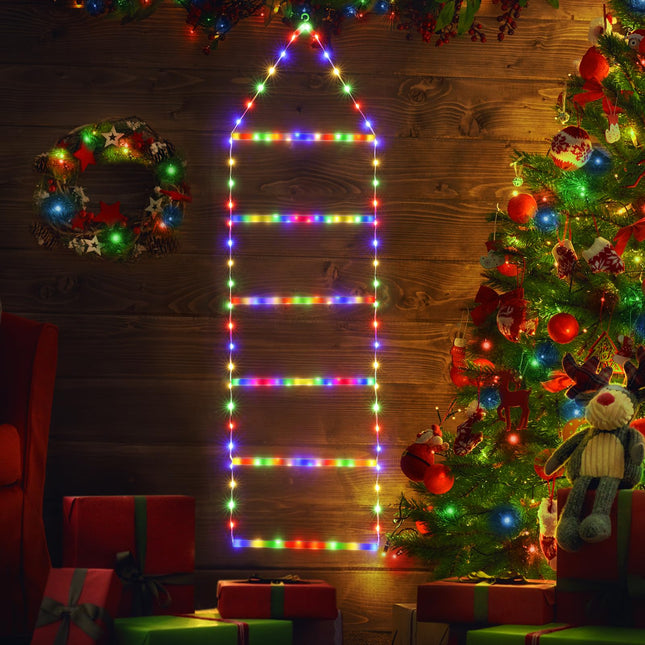 Christmas Decorations Ladder Lights, 3.3ft LED Christmas Lights Indoor with Timer, 8 Modes, Christmas Decorative Lights for Home, Wall, Garden, Xmas Party, Indoor Window Wall Decorations (Multicolor)