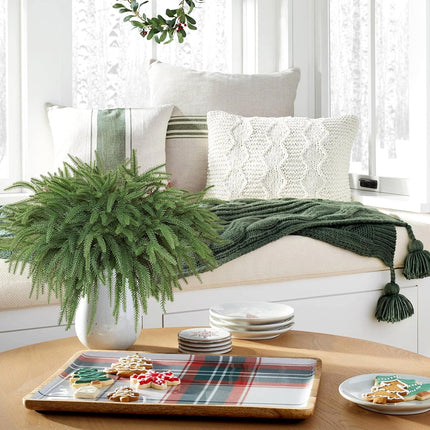 TOCHGREEN 6PCS Christmas Norfolk Pine Branches Artificial Greenery Norfolk Pine Stems Sprigs Faux Xmas Branches Plants Pine Needles for DIY Crafts Garland Wreath Home Garden Decor (6pcs)
