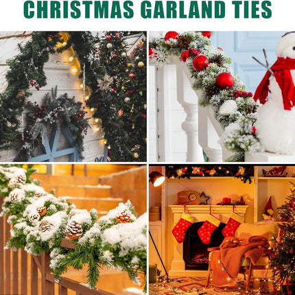 50ft Christmas Garland Ties,Christmas Decorative Reusable Green Holiday Garland Ties Cuttable Cable Straps for Christmas Party Yard Wall Doorway Outdoors Decoration (Green)