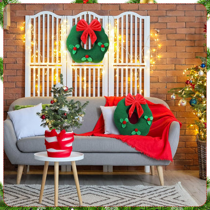 Marsui Christmas Wreath Pillow 13 Inch Soft Plush Christmas Shaped Decorative Pillow for Xmas Holiday Party Couch Sofa Home