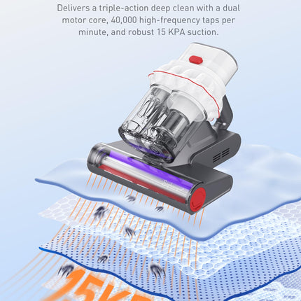 Bed Vacuum Mattress Cleaner 15Kpa Mattress Vacuum With Dust Gradient Indicator, Uv Light & Ultrasonic, 99.9 Allergen Removal, Dual Dust Cups Handheld Couch Cleaner Machine