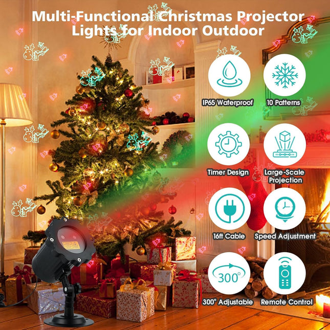 Christmas Projector Lights Outdoor, Waterproof Christmas Decorations Led Lights Projector with Remote Control Timer Indoor Firefly Lights for Xmas Yard Garden Holiday Party Home Decor Landscape Patio