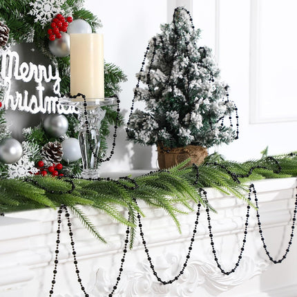 Pangda 49 Feet Christmas Tree Beads Garland Strands Chain for Christmas Wreath Decoration Table Centerpiece (Black)