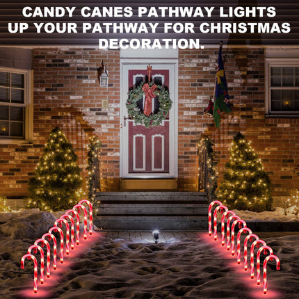 Christmas Candy Cane Pathway Makers Lights, 10inch Set of 10 Candy Canes Lights Outdoor, TIGOMOOV Candy Cane Lights Christmas Decorations Outdoor for Yard,Garden