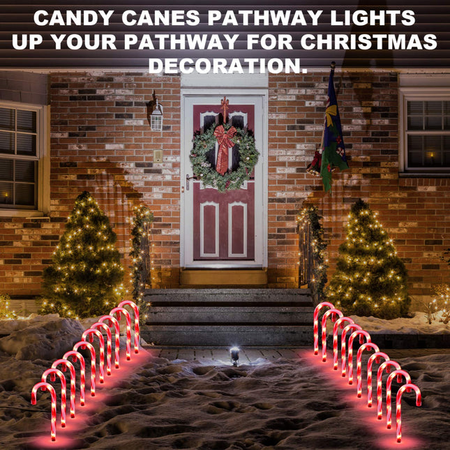 Christmas Candy Cane Pathway Makers Lights, 10inch Set of 10 Candy Canes Lights Outdoor, TIGOMOOV Candy Cane Lights Christmas Decorations Outdoor for Yard,Garden