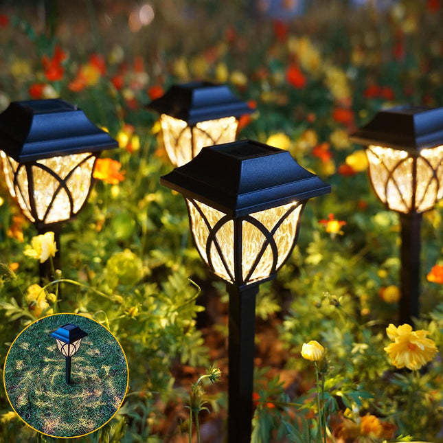 KAQ 8 Pack Solar Christmas Lights Outdoor Waterproof, Solar Garden Lights Auto On/Off, Outside Lights for Yard, Landscape, Pathway Christmas Decorations(Warm White)