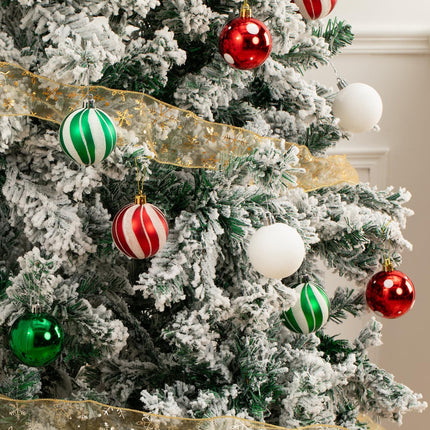 30 Pcs Christmas Ball Ornaments Set, 2.36'' Red Green and White Luxury Hand-Painted Xmas Tree Decoration, Shatterproof Decorative Hanging Ornament Bulk for Party Holiday Wreath Garland Home Décor