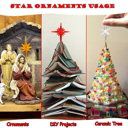 21Pack Star Topper Ornaments for Replacement Ceramic Christmas Tree - Red Plastic Modern Stars Hanging Decor Accessories