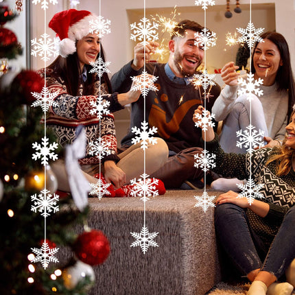 TUPARKA 12 Strings Snowflake Hanging Decorations Frozen Birthday Party Supplies Winter Wonderland Party Decorations White Christmas Snowflake Decorations Snowflake Garland Hanging Decorations