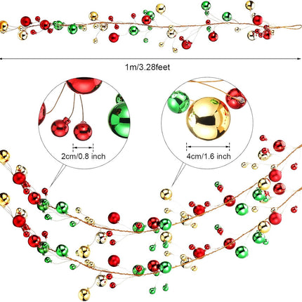 Syhood 9.8 Feet Christmas Ornament Ball Garland Ball Ornament Xmas Tree Balls Hanging Ball Baubles for Christmas Holiday Wedding Party Decoration (Red, Green, Golden)