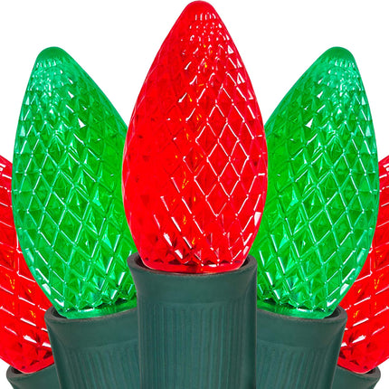 Replacement c7 LED Light Bulbs Shatterproof C7 Led Light Bulbs 1W Mini Bulb Candelabra E12 Base Decor Red Green Orange Purple Light Bulb, String Lights, Window Indoor Outdoor (Red Green, 50 Pack)