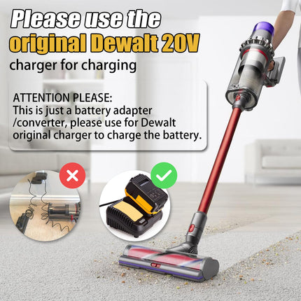 Uniqus For Dewalt To V11 Battery Adapter For Dewalt 20V Liion Battery Converted To Dyson V11 Sv15 Battery 25.2V, Work With V11 Absolute Extra, Torque Drive, Fluffy Extra Cordless Vacuum Cleaner