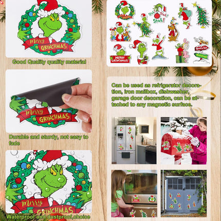 RINOLY 12 Pcs Christmas Magnets for Fridge,Christmas Magnet for Door Refrigerator Mailbox Garage Metal Door Decor