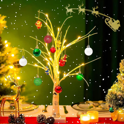 Mini Christmas Tree Ornaments,54Pcs Mini Christmas Ball Ornaments with Strings,30mm/1.18-Inch Small Shatterproof Christmas Baubles,Miniature Xmas Christmas Decorations (White, Red, Green)