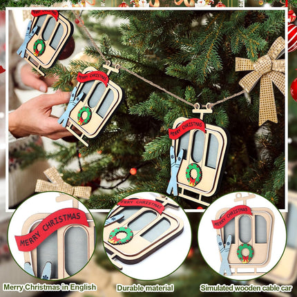 9 Foot Ski Lift Gondola Hanging Christmas Garland Wooden Ski Garland with Cable Car Skier Ski Christmas Tree Ornaments Christmas Village Ski Lift Garland s for Home Party Decor