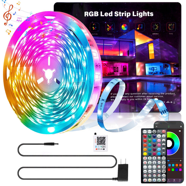 Led Lights for Bedroom 100ft Music Sync Color Changing RGB Led Strip Lights, DIY Led Light Strip with Remote & App Control, Fancy Led Lights for Room Decor, Christmas, Moon Lighting (1 Roll)
