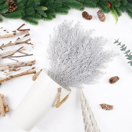 Christmas Glitter Stems 24pcs Artificial Pine Tree Picks for Christmas Tree Ornaments fillers, DIY Xmas Wreath, Crafts, Garland, Holiday, Party, Wedding and Home Decoration (Silver)