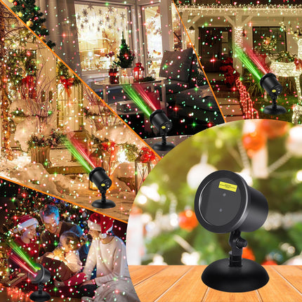 Christmas Laser Projector Lights Outdoor, Waterproof Static Red and Green Star Xmas Projector Lights Outdoor, Auto On-Off Mode, Cold Resistant, Show Light for House,Holiday,Party,Garden, Year