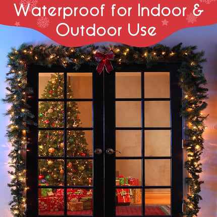 Battery Operated Christmas Lights - Christmas Tree Lights 50 LED Mini Lights Battery Operated String Lights with Auto Timer 8 Modes Wreath Lights for Christmas Tree Wreath Party, Warm White