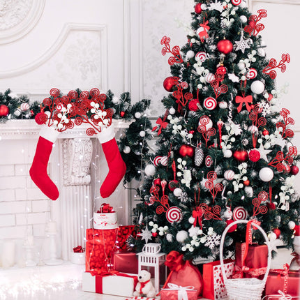 80 Pcs Red White Christmas Berry Stems Artificial Glitter Christmas Curly Candy Picks Ornaments Decorative Christmas Picks and Sprays for Xmas Tree Wreath Crafts Vase Filler Home