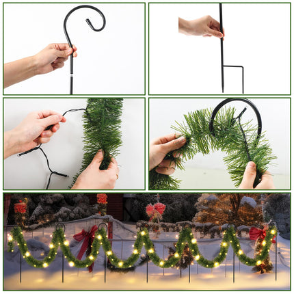Christmas Pathway Lights Outdoor 50 ft Pre Lit Garland Walkway Lights Decoration Solar Christmas Green Garland with 100 LED and Walkway Stakes for Yard Lawn Garden Outdoor