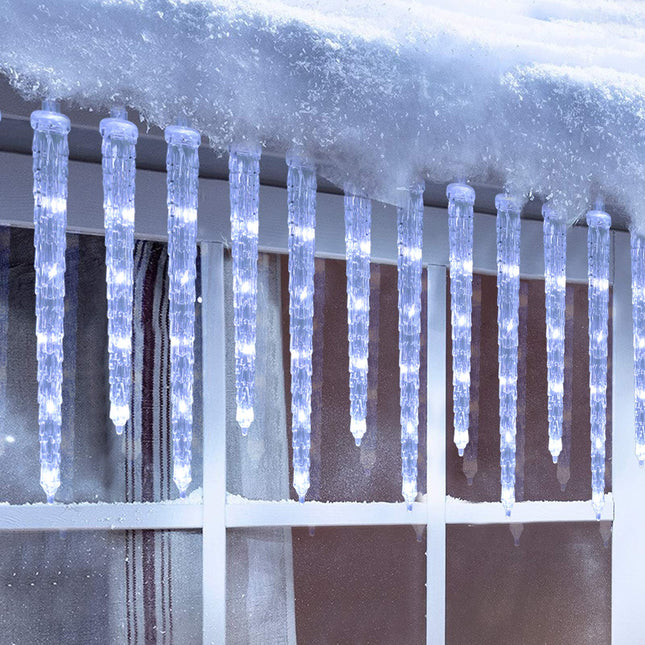 Toodour Christmas Icicle Lights, 20 icicles 90 LED Icicle Lights, Outdoor Indoor Crystal Ice String Lights, Connectable LED Christmas Lights - White Icicle Lights for Christmas Decor Holiday Party