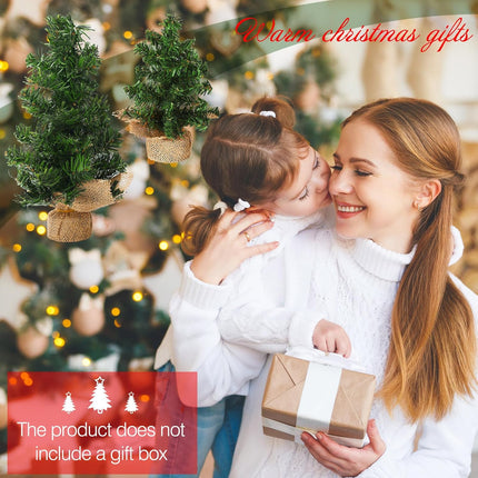 Yinder 8 Pcs Mini Christmas Tree 7.87 Inch 11.81 Inch Miniature Artificial Christmas Tree Small Fake Xmas Pine Tree with Base for Winter Mantel Village Home Kitchen Dining Table Holiday Decorations