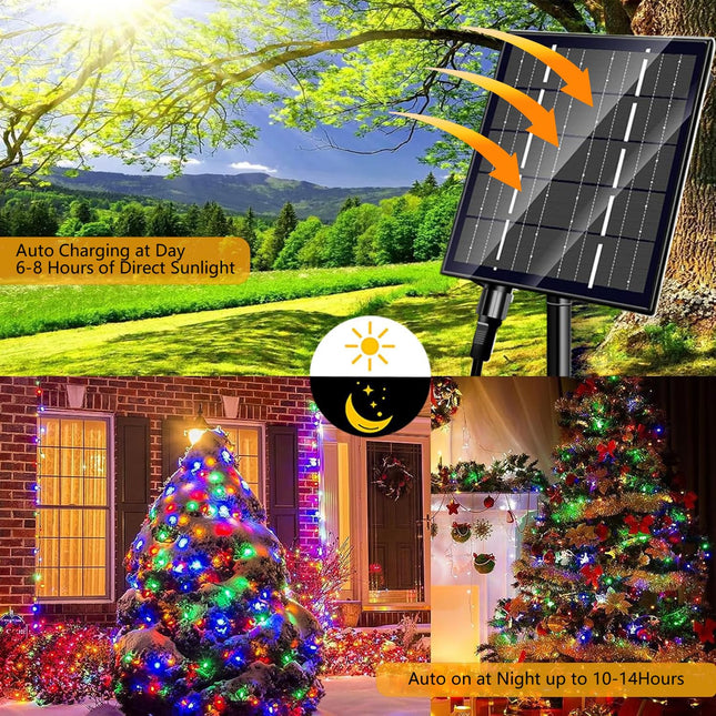 Solar Christmas Lights Outdoor Waterproof, 400LED 137FT Solar String Lights with Remote, Solar Fairy Lights, 19 Modes Solar Christmas Lights for Yard Tree Garden Outdoor Christmas Decoration