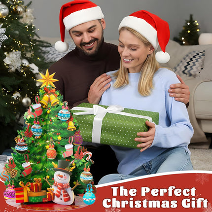 Airpark Pop Up Christmas Tree, Pre-Lit Foldable Paper Xmas Tree with Warm White Lights, Greeting Cards with Blank Note Cards and Envelope, 15 inch 3D Flower Bouquet Cards for Holiday Decorations
