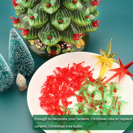 Ceramic Christmas Tree Replacement Light Bulbs Set, 153Pcs Vintage Ceramic Christmas Tree Replacement Bulbs Medium Light Bulbs Ornaments and 3Pcs Topper Stars for Ceramic Christmas Tree