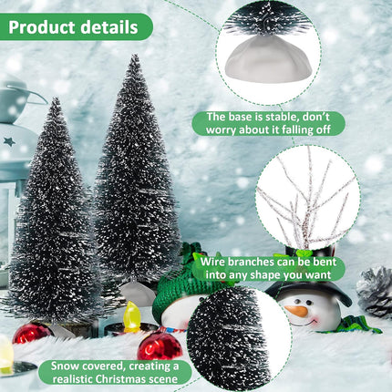 12 Pieces Christmas Tabletop Trees Halloween Village Trees Winter Snow Model Frost Trees Mini Trees Village Trees Christmas Tree Displays for Miniature Scenes Village Displays (Vivid Style)