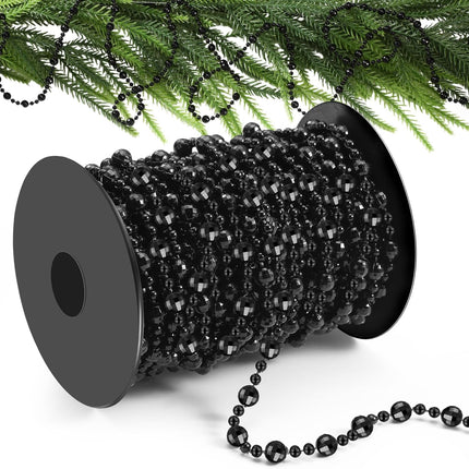 Pangda 49 Feet Christmas Tree Beads Garland Strands Chain for Christmas Wreath Decoration Table Centerpiece (Black)