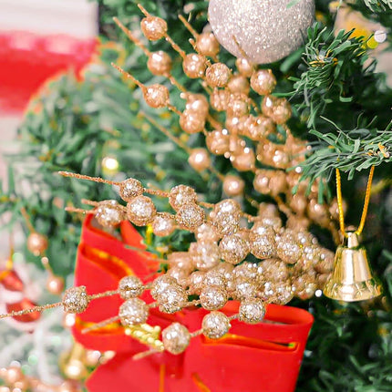24-Pack Champagne Christmas Tree Ornaments, Christmas Tree Picks, Artificial Glitter Branches 17 Inch Christmas Berry Branches for Christmas Tree, Vase, Holiday, Wedding, Party Decor