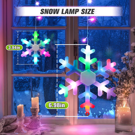 Christmas Snowflake Lights Outdoor, 11.48ft Outdoor Led Snowflake Icicle Christmas Lights with 14 Drops, Waterproof Snowflake Lights for Eaves, Window, Curtain Xmas Decorate