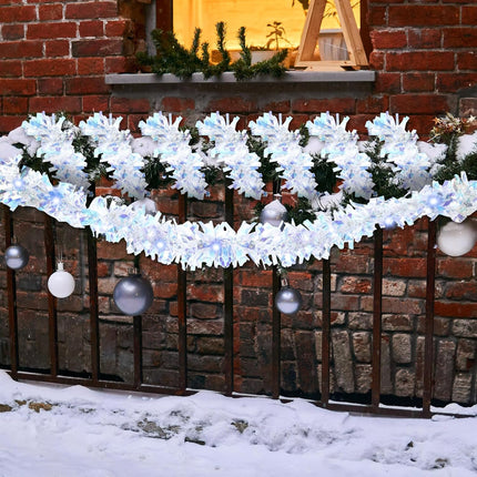 Kingdder 16.4 ft Christmas Prelit Iridescent White Tinsel Garland Metallic Garland with 50 LED Lights Hanging Christmas Garland with Light Xmas Foil Tinsel Garland for Christmas Tree Wedding Party