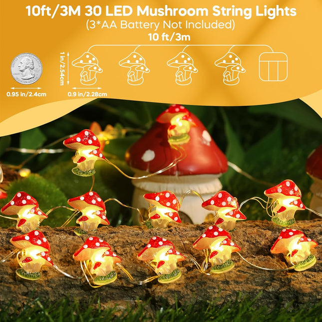 Coquimbo Mushroom Decor Room Cottagecore Decor s for Kids Indoor String Lights 10FT 30LEDs Mushroom Lamp Cute String Lights for Bedroom Dorm Party Wedding Decorations Indoor Outdoor Use