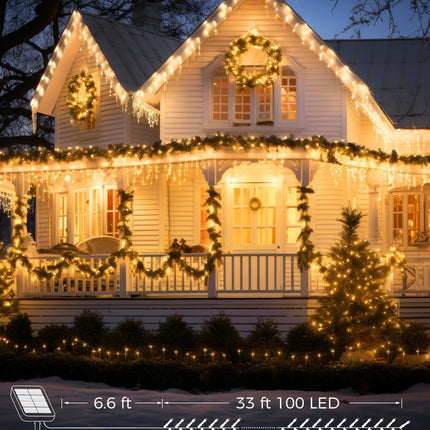 Solar String Lights for Outside, 2-Pack 200LED 78FT Total Solar Lights Outdoor IP65 Waterproof Solar Powered Lights with 8 Lighting Modes for Party Garden Yard Holiday Tree Decoration, Warm White