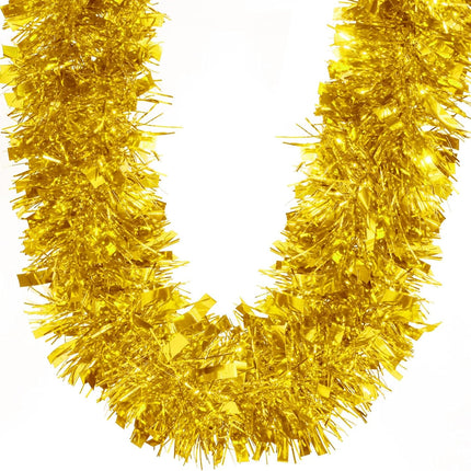 BLEUM CADE 32.8Ft Christmas Tinsel Garland, Gold Tinsel Garland for Xmas Tree Decorations Holiday Birthday Wedding Party Supplies