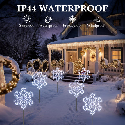 8 Pack Christmas Pathway Lights 11 x 27 Inch Large Snowflake Lights Outdoor Waterproof LED Plug in & Connectable Decorative Lights Outdoor Christmas Decorations for Yard Lawn Garden Decor