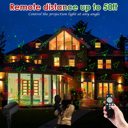 Christmas Projector Lights Outdoor, Waterproof with Remote,16 Patterns Christmas Lights Projector, Timer, Red and Green Xmas Landscape Spotlight Suitable for Garden Christmas Decor Indoor Home Party