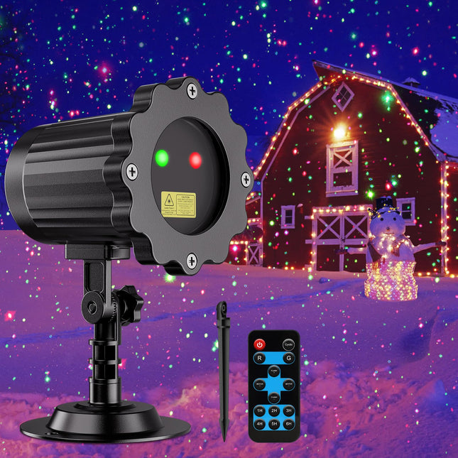 Brighter Laser Christmas Lights Projector Outdoor, d 2 Colors Red Green Gypsophila Moving Twinkle Stars Light Show, Holiday Projector Landscape Spotlight Decorations for House/Garden/Party