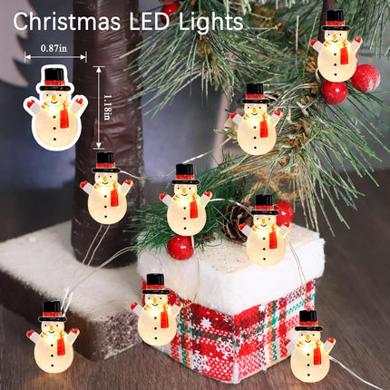 Silverstro Snowman Christmas String Lights: 10 Ft 30 LED USB & Battery Powered Fairy Lights with Remote - Kid's Room Bedroom Kitchen Party Xmas Tree Decor