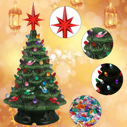Riakrum 186 Pcs Ceramic Christmas Tree Replacement Bulb Set Ceramic Tree Replacement Lights Ornaments Christmas Ceramic Tree Globe Lights Bird Stars Lights (Multi Color,Angel Style)