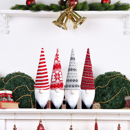 4 Pack Christmas Gnome Wine Bottle Covers Handmade Tomte Swedish Gnomes Wine Bottle Toppers Decorative for Holiday Xmas Year Dining Table Decor Party