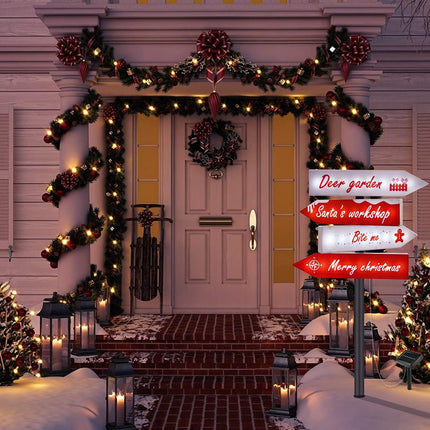 Christmas Solar Stake Lights Outdoor - Christmas Decoration Solar Sign Lights - Xmas Pathway Lights for Holiday Garden, Lawn, Patio, Snowfield Deco