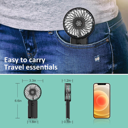 Portable Handheld Fan Black,Rechargeable Small Personal Fan,15H Max Cooling Time,4 Speeds Battery Operated Fan,Women,Men'S Travel