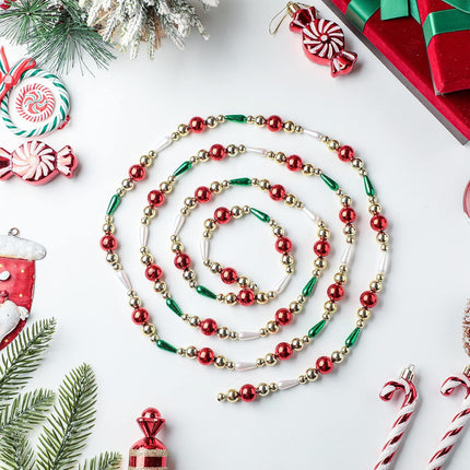 2 Pcs 6.5 Feet Christmas Garland Christmas Bead Garland Plastic Bead Christmas Tree Decor Beaded Garland for Xmas Party Supplies Holiday Favors Farmhouse Wall Staircase Fireplace Hanging Ornaments